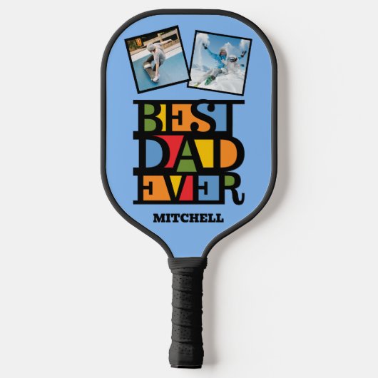 Aangepaste naam en 2 foto's BESTE DAD OOIT Pickleball Paddle (Achterkant)