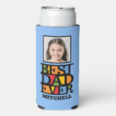 Aangepaste naam en 2 foto's BESTE DAD OOIT Seltzer Blikjeskoeler (Seltzer Achterkant)