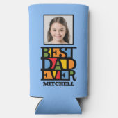Aangepaste naam en 2 foto's BESTE DAD OOIT Seltzer Blikjeskoeler (Achterkant)