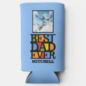 Aangepaste naam en 2 foto's BESTE DAD OOIT Seltzer Blikjeskoeler (Voorkant)