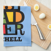 Aangepaste naam en 2 foto's BESTE DAD OOIT Theedoek (Quarter Fold)
