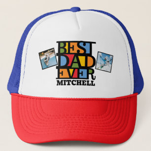 Aangepaste naam en 2 foto's BESTE DAD OOIT Trucker Pet