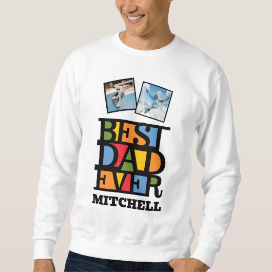 Aangepaste naam en 2 foto's BESTE DAD OOIT Trui (Voorkant)
