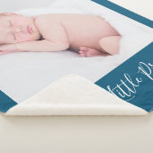 Aangepaste naam en aangepast fotoblauw sherpa deken (3/4)