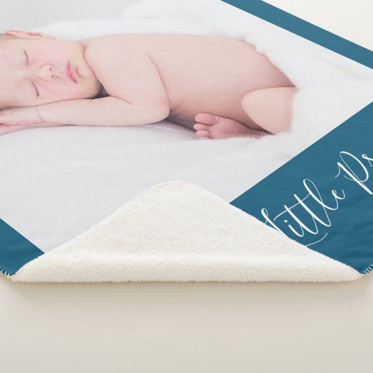 Aangepaste naam en aangepast fotoblauw sherpa deken (3/4)