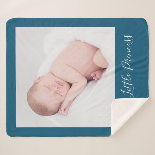 Aangepaste naam en aangepast fotoblauw sherpa deken (Voorkant (horizontaal))