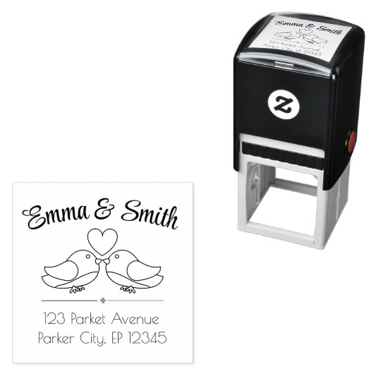 Aangepaste naam en adres Liefdesvogel Zelfinktende Stempel (In situ)