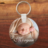 Aangepaste naam en Baby  lesscript voor foto's Sleutelhanger (Voorkant)