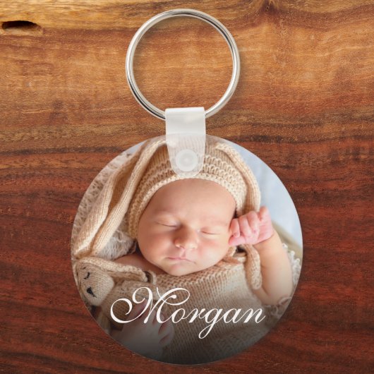Aangepaste naam en Baby  lesscript voor foto's Sleutelhanger (Voorkant)
