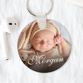 Aangepaste naam en Baby lesscript voor foto's Sleutelhanger