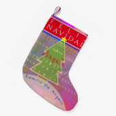 Aangepaste naam en bericht "Feliz Navidad" Kleine Kerstsok (Voorkant (Hangend))