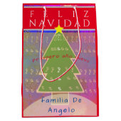 Aangepaste naam en bericht "Feliz Navidad" Medium Cadeauzakje (Voorkant)