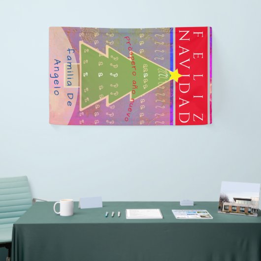 Aangepaste naam en bericht "Feliz Navidad" Spandoek (Beurs)