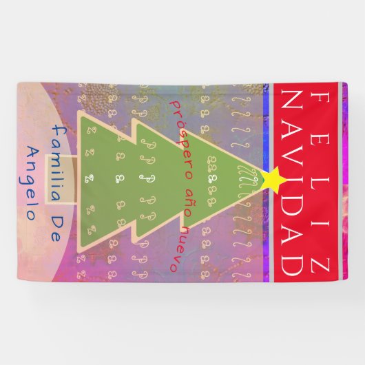 Aangepaste naam en bericht "Feliz Navidad" Spandoek (Horizontaal)