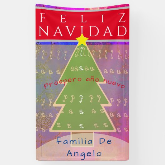 Aangepaste naam en bericht "Feliz Navidad" Spandoek (Verticaal)