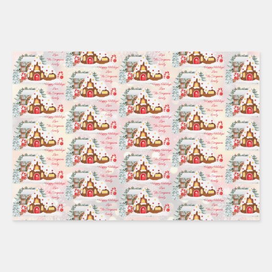 Aangepaste naam en boodschap voor kerstmis inpakpapier vel (Voorkant 3)