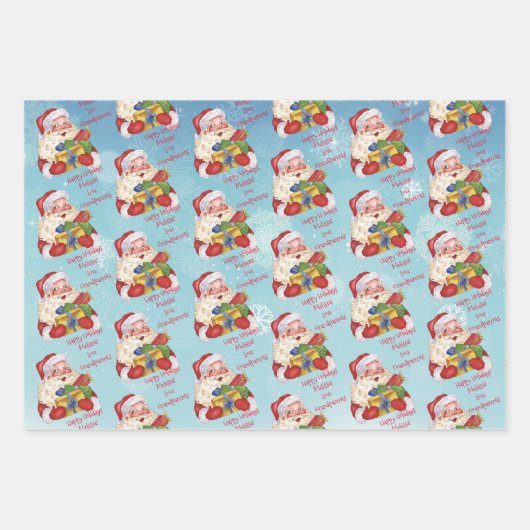 Aangepaste naam en boodschap voor kerstmis inpakpapier vel (Voorkant 2)