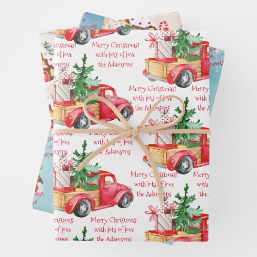 Aangepaste naam en boodschap voor kerstmis inpakpapier vel (In situ)