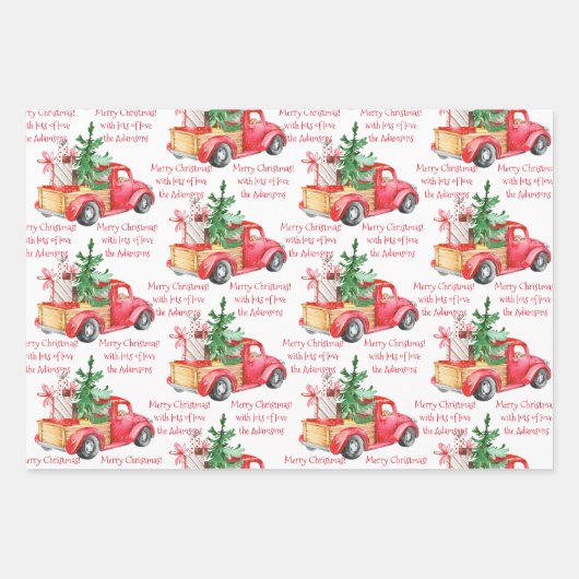 Aangepaste naam en boodschap voor kerstmis inpakpapier vel (Voorkant)