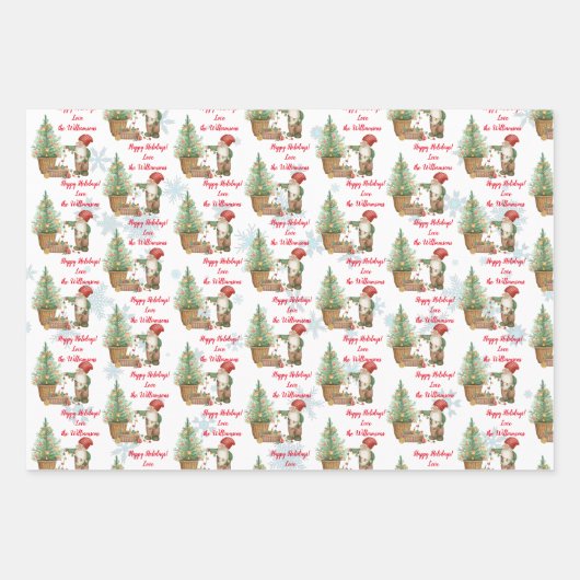 Aangepaste naam en boodschap voor kerstmis inpakpapier vel (Voorkant 3)