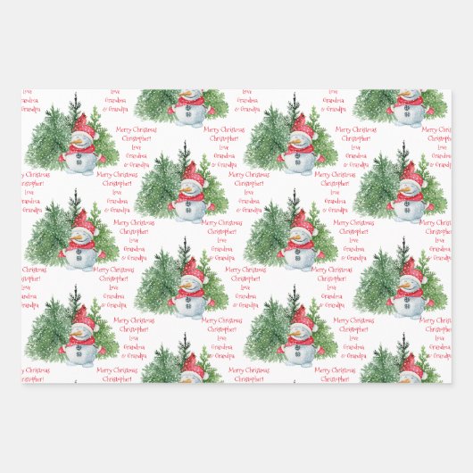 Aangepaste naam en boodschap voor kerstmis inpakpapier vel (Voorkant 2)
