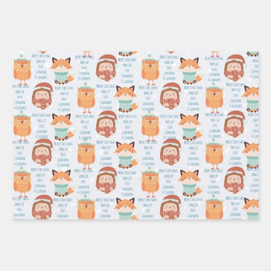 Aangepaste naam en boodschap voor kerstmis inpakpapier vel (Voorkant)