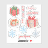 Aangepaste naam en cadeaudoos sticker (Vel)