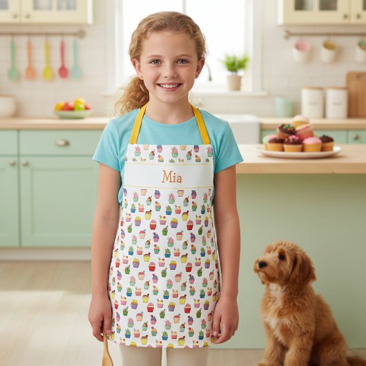 Aangepaste naam en Cupcake Afdrukpron voor kindere Schort