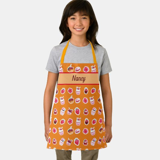 Aangepaste naam en Cupcake Print Schort (Insitu)