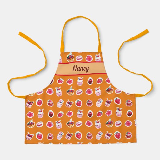 Aangepaste naam en Cupcake Print Schort (Voorkant)