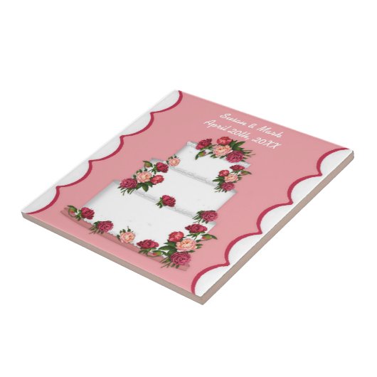 Aangepaste naam en datum bruiloft tegeltje (Zijkant)