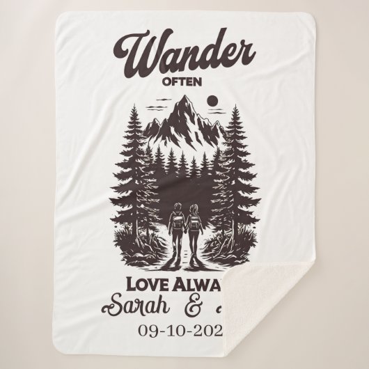 Aangepaste naam en datum huwelijkscadeau, geperson sherpa deken (Voorkant)