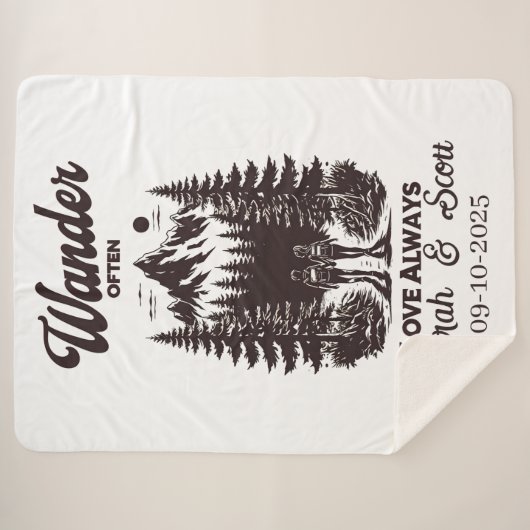 Aangepaste naam en datum huwelijkscadeau, geperson sherpa deken (Voorkant (horizontaal))