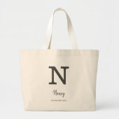 Aangepaste naam en datum monogram letter "N" Grote Tote Bag (Voorkant)