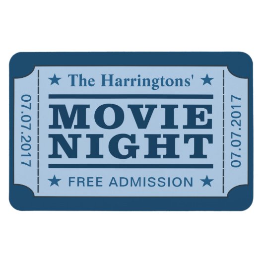 Aangepaste naam en datum "Movie Ticket"-magneet Magneet (Horizontaal)