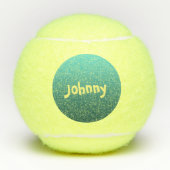 Aangepaste naam en datum op blauwgroen groene stip tennisballen (Voorkant)