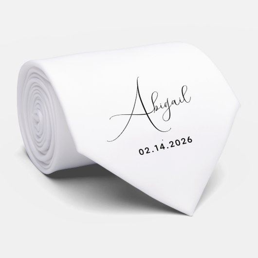Aangepaste naam en datum Premium mode Stropdas (Opgerold)