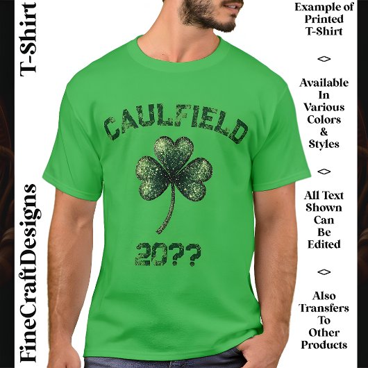 Aangepaste naam en datum, Shamrock, St Patrick's D T-shirt
