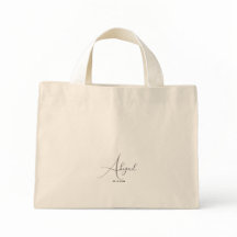 Aangepaste naam en datum Tiny Tote uniek cadeau-id