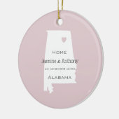 Aangepaste naam en datum van de thuisstaatkaart va keramisch ornament (Links)