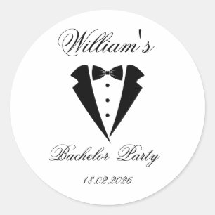 Aangepaste naam en datum vrijgezellenfeest ronde sticker