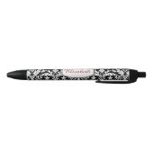 Aangepaste Naam en Elegant Zwart-Wit Damask A21 Zwarte Inkt Pen (Bodem)