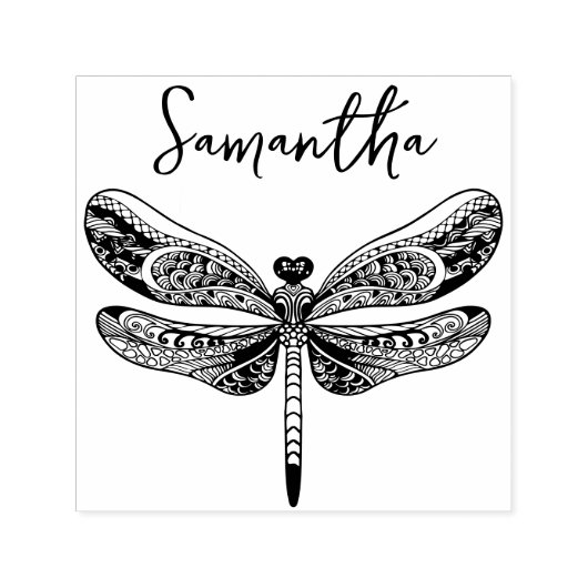 Aangepaste naam en Elegante Dragonfly Zelfinktende Stempel (Design)