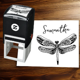Aangepaste naam en Elegante Dragonfly Zelfinktende Stempel