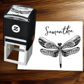Aangepaste naam en Elegante Dragonfly Zelfinktende Stempel