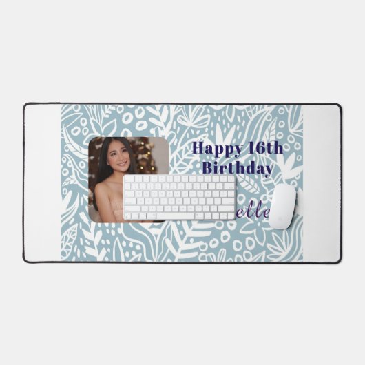 Aangepaste naam en foto 16e verjaardag groen bureaumat (Keyboard & Muis)