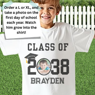Aangepaste naam en foto 2038 eerste dag traditie t-shirt