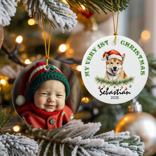 Aangepaste naam en foto-aandenken met cute Aus Din Keramisch Ornament