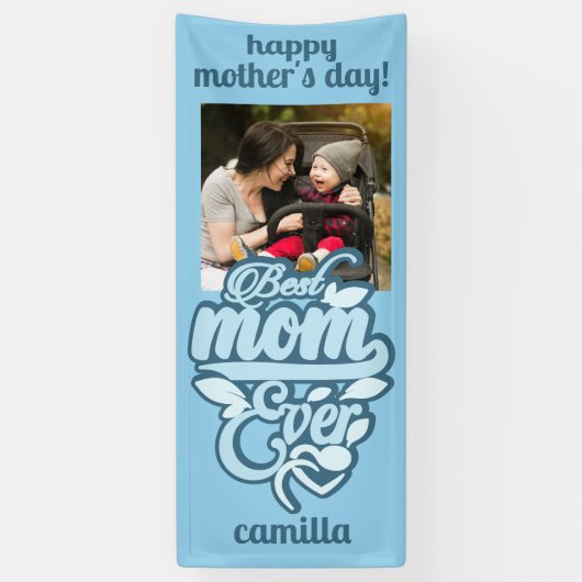 Aangepaste naam en foto "Beste moeder ooit" Spandoek (Verticaal)