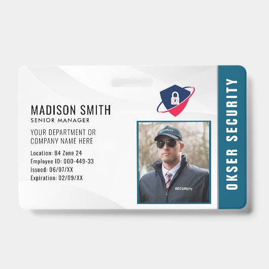 Aangepaste naam en foto | Beveiligings-ID-kaart Ba Badge (Voorzijde)